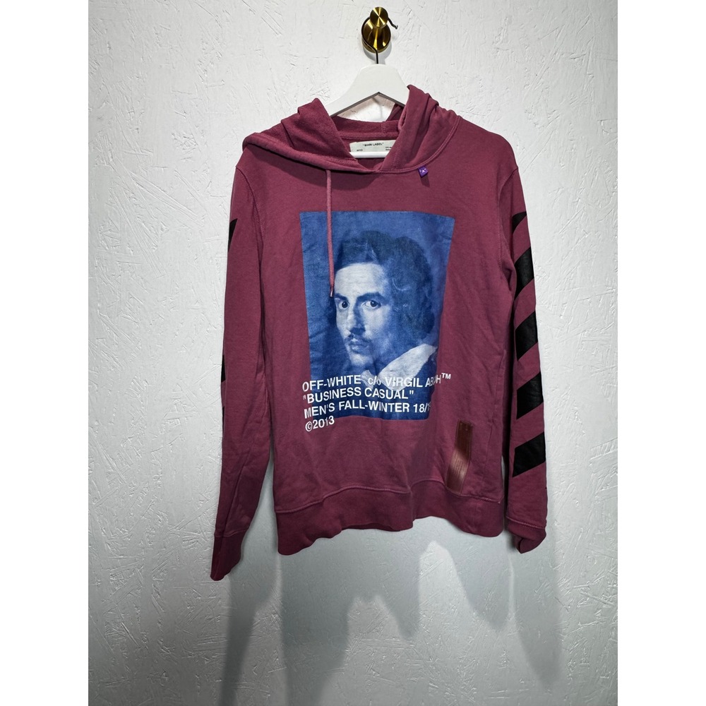 Off-White Business Casual FW18 Bernini Hoodie Maroon Mens Large OMAA032S18185078
